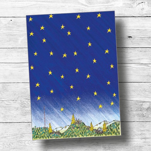 Postkarte Velbert mit Sternenhimmel