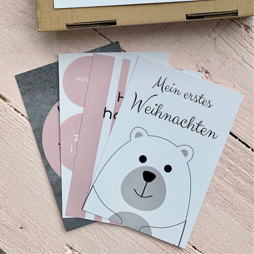 22 Baby Meilenstein-Karten in rosa/grau