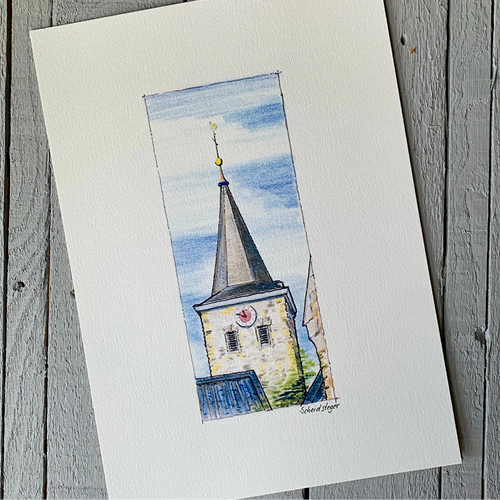Zeichnung "Alte Kirche Velbert Mitte"