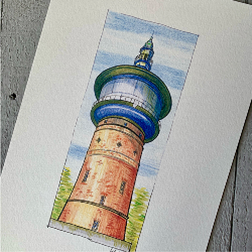 Zeichnung "Wasserturm Velbert Mitte"